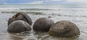 : The Moeriki Boulders at Moeriki in Otago, New Zealand