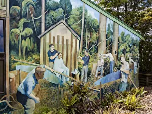New Zealand Prints: A mural on a building at Katikati in Bay of Plenty, New Zealand
