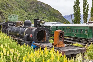 : A railway engine and carriages at Kingston in Otago, New Zealand