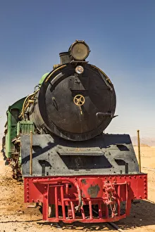 A railway engine on the Italian-built railway line near Wadi Rum, Jordan