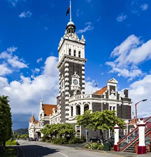 : The railway station at Dunedin in Otago, New Zealand