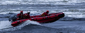 A rescue boat at the Falls of Lora in Connel in Argyll and Bute, Scotland