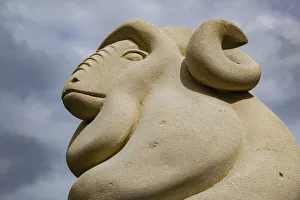 : A sculpture of a merino sheep at Omarama in Otago, New Zealand