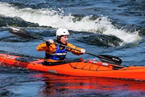 Trending: A sea kayaker at the Falls of Lora at Connel in Scotland