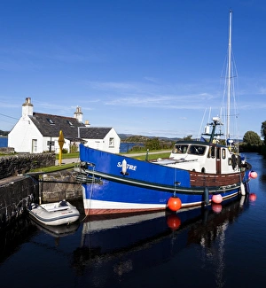 A ship in the Crinan Canal, Scotland
