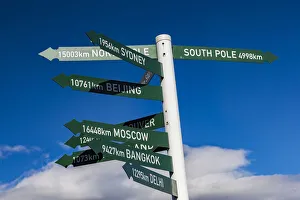 : A signpost at Queenstown in Otago, New Zealand