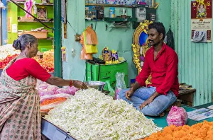 India Prints: A stall selling flowers in Puducherry (Pondicherry), India