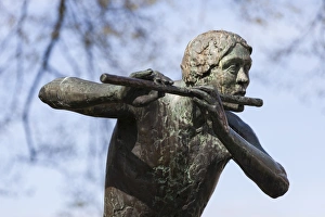 Netherlands Prints: Statue of a flautist in Thorn, Netherlands