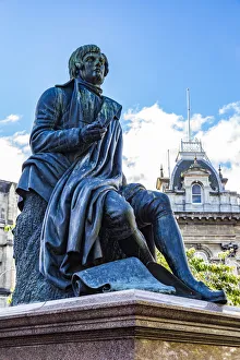 : The statue of Robert Burns at Dunedin in Otago, New Zealand