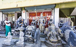 India Prints: A stone carving shop at Mamallapuram in Tamil Nadu, India