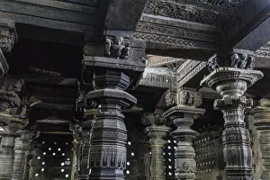 India Prints: Stone carvings at the Chennakesava Temple at Belur in Karnataka, India