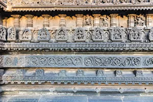 India Prints: Stone carvings at the Chennakesava Temple at Belur in Karnataka, India