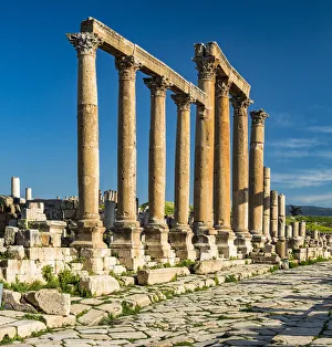 A street in the Roman city in Jerash, Jordan