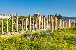 Jordan Prints: A street in the Roman city in Jerash, Jordan
