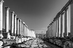 Jordan Prints: A street in the Roman city in Jerash, Jordan