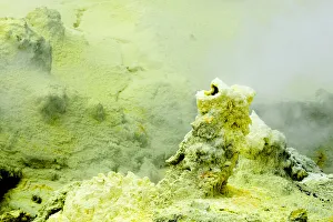 : A sulphur-encrusted vent on the volcanic White Island in Bay of Plenty, New Zealand