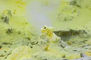 New Zealand Prints: A sulphur-encrusted vent on the volcanic White Island in Bay of Plenty, New Zealand