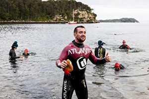 A swimmer finishing the first leg of the 2014 Celtman Triathlon
