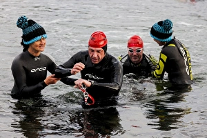 Images Dated 2014: A swimmer finishing the first leg of the 2014 Celtman Triathlon