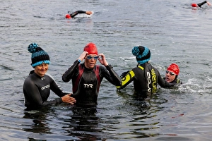 A swimmer finishing the first leg of the 2014 Celtman Triathlon