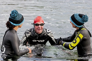 A swimmer finishing the first leg of the 2014 Celtman Triathlon