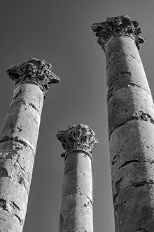 Jordan Prints: Tall pillars at the Temple of Artemis at the Roman city in Jerash, Jordan