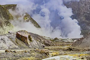 New Zealand Prints: The volcanic White Island in Bay of Plenty, New Zealand