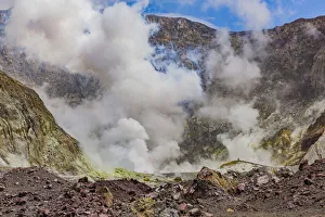 New Zealand Prints: The volcanic White Island in Bay of Plenty, New Zealand