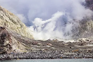 New Zealand Prints: The volcanic White Island in Bay of Plenty, New Zealand