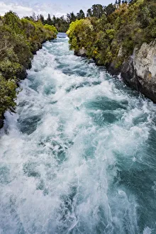 New Zealand Prints: The Waikato River which flows from Lake Taupo in Waikato, New Zealand