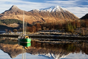 Mountains Prints: A yacht in Loch Leven, Scotland