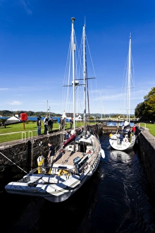 Boat Prints: Two yachts in the Crinan Canal, Scotland